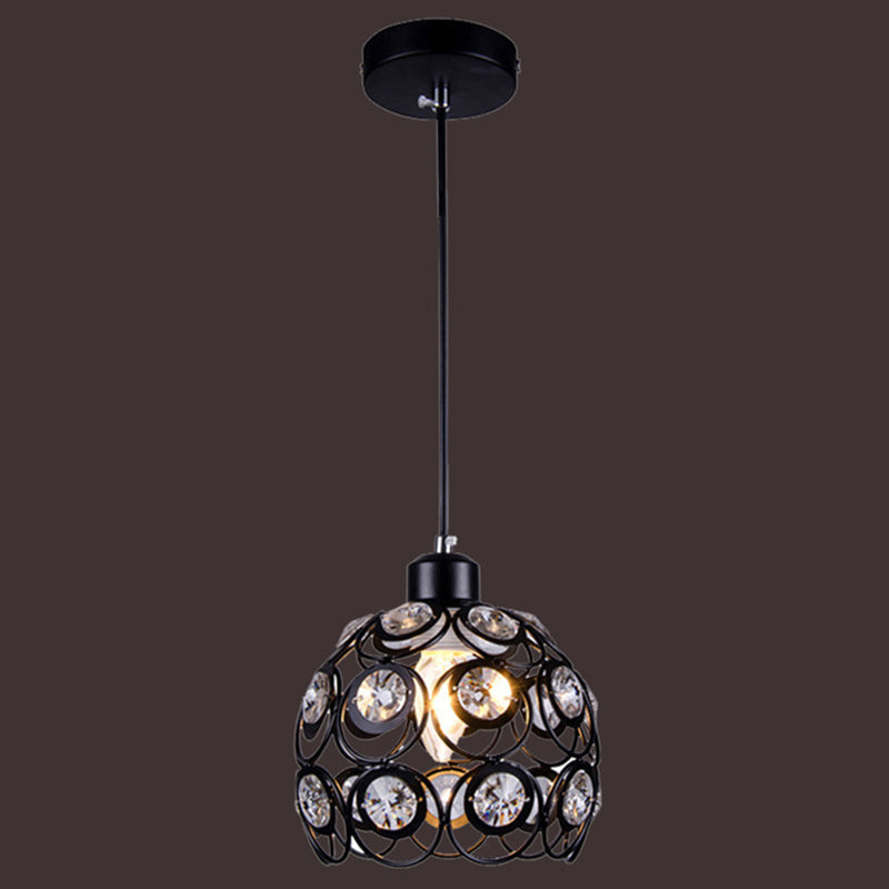 Dome-Shaped Crystal Hollow Pendant Lamp: Minimalist Modern Hanging Light Fixture