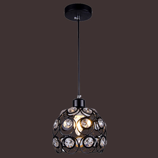 Dome-Shaped Crystal Hollow Pendant Lamp: Minimalist Modern Hanging Light Fixture