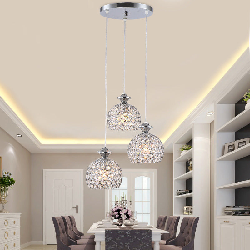 Modern Chrome Cluster Shade Pendant: Acrylic 3-Light Suspension For Dining Room