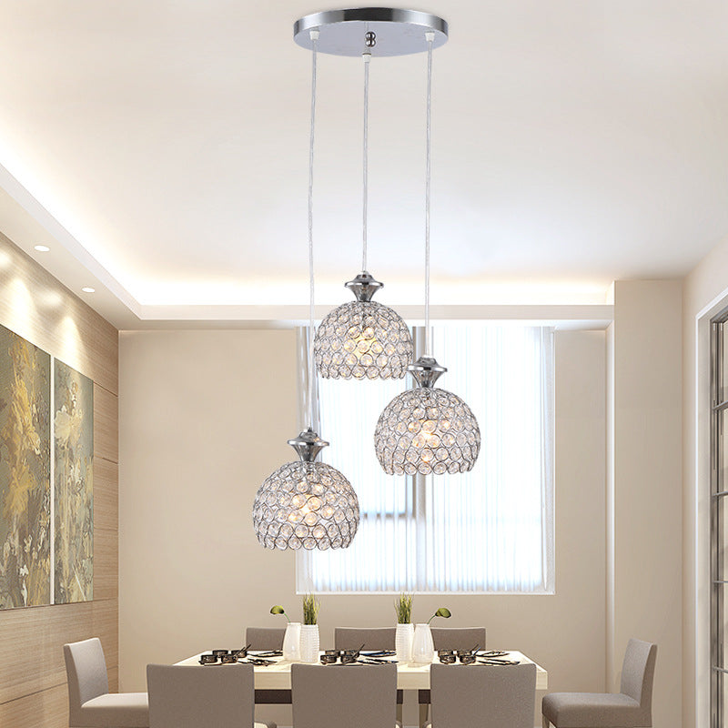 Modern Chrome Cluster Shade Pendant: Acrylic 3-Light Suspension For Dining Room