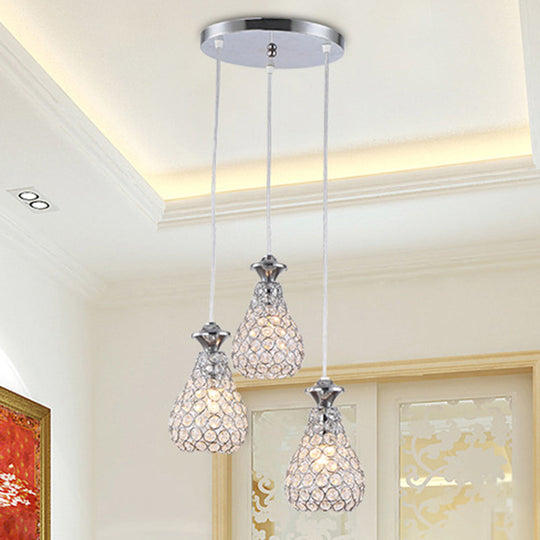 Modern Chrome Cluster Shade Pendant: Acrylic 3-Light Suspension For Dining Room