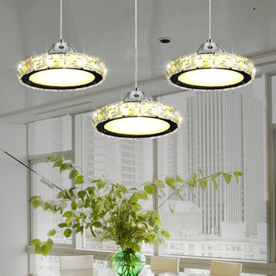 Modern Circular Led Crystal Pendant Light With Chrome Finish For Hanging Ceiling