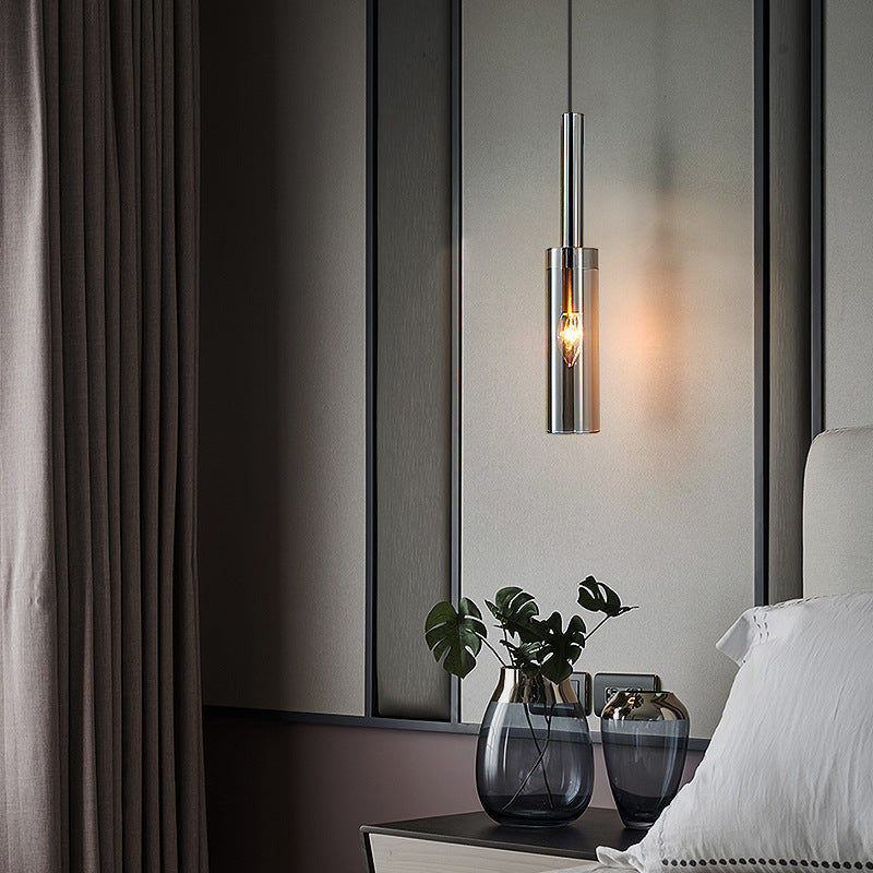 Modern Shaded Crystal Pendant Light - Simplicity Block Design Brass Ceiling Fixture