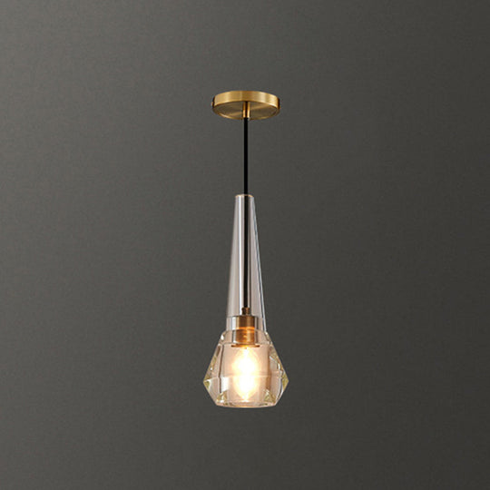 Crystal Block Pendant Light - Simplicity Meets Elegance In This 1-Light Brass Ceiling Fixture /