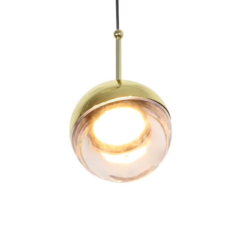 Sleek Led Crystal Glass Pendant Light For Bedside Or Ceiling Gold
