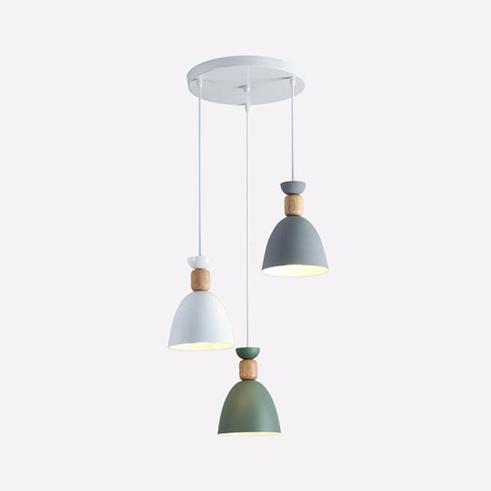 Nordic Style Goblet Ceiling Pendant Light With Metal Shade For Dining Room White-Grey-Green / Round