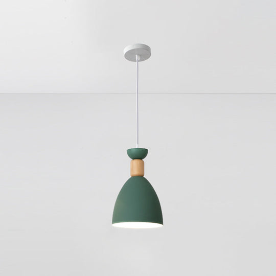 Nordic Style Goblet Ceiling Pendant Light With Metal Shade For Dining Room Green / Round