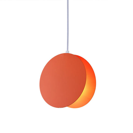 Shell-Inspired Round Pendant Lamp - Macaron Style Metal 1-Light Ceiling Light Orange / 12’