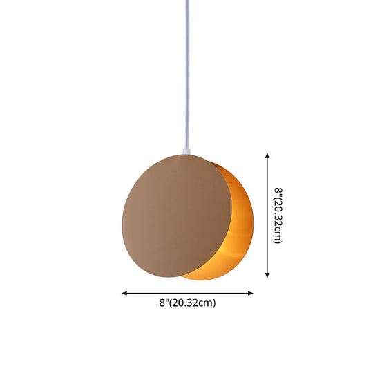 Round Pendant Lamp With Shell-Inspired Design And Macaron Style Metal Finish Perfect For Modern