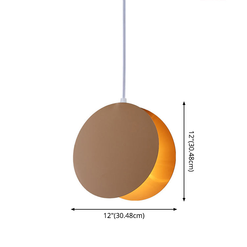 Round Pendant Lamp With Shell-Inspired Design And Macaron Style Metal Finish Perfect For Modern