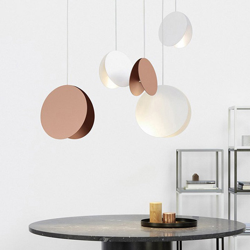 Shell-Inspired Round Pendant Lamp - Macaron Style Metal 1-Light Ceiling Light