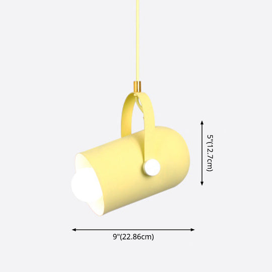 1-Head Metal Pendant Spotlight With Adjustable Handle - Commercial Macaron Lighting