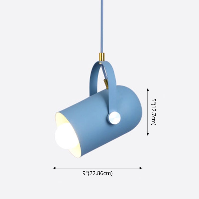 1-Head Metal Pendant Spotlight With Adjustable Handle - Commercial Macaron Lighting