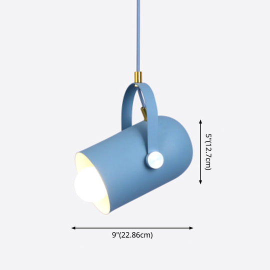 1-Head Metal Pendant Spotlight With Adjustable Handle - Commercial Macaron Lighting