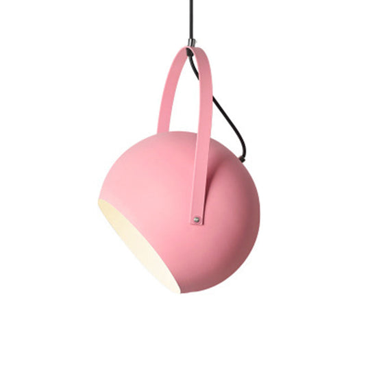 Dome Pendant Restaurant Spotlight With Arched Handle - Metal Hanging Light Fixture Pink