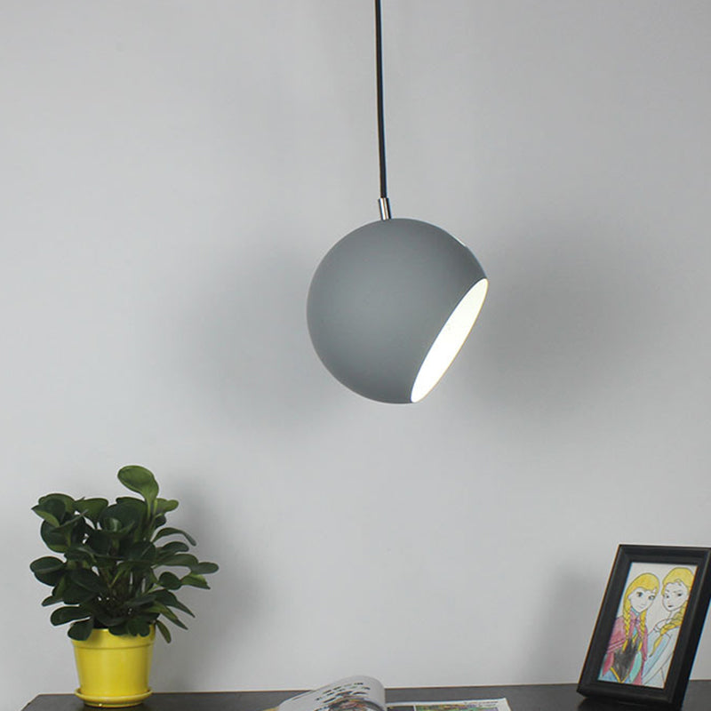 Macaron Creative Hanging Light Fixture With Revolving Dome Shade - 1 Head Suspension Grey