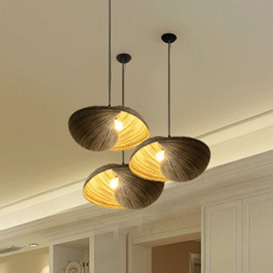 Bamboo Shell Pendant Light - South-East Asian Design 1 Head Brown Perfect For Dining Areas / 10