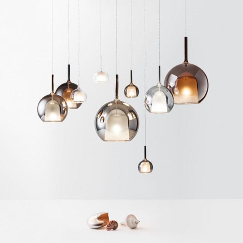 Modern Simplicity: Electroplated Glass Hanging Light In Ball Shape - 1-Light Pendant Lamp For Dining