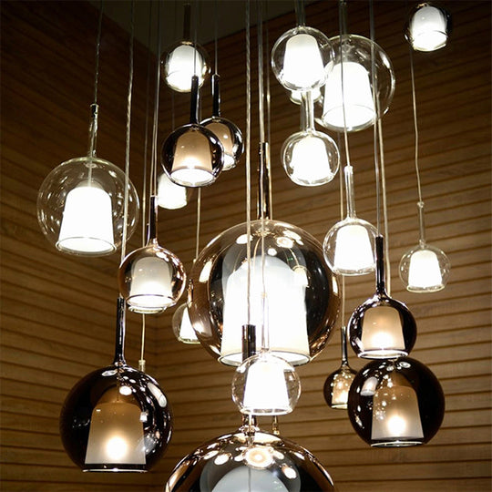 Modern Simplicity: Electroplated Glass Hanging Light In Ball Shape - 1-Light Pendant Lamp For Dining