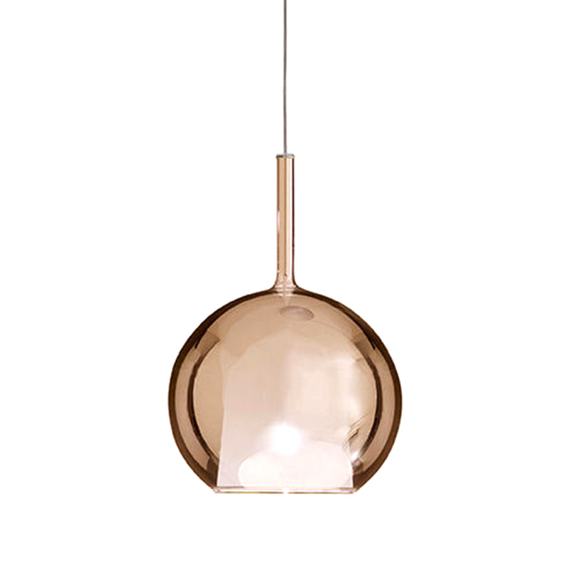 Modern Simplicity: Electroplated Glass Hanging Light In Ball Shape - 1-Light Pendant Lamp For Dining
