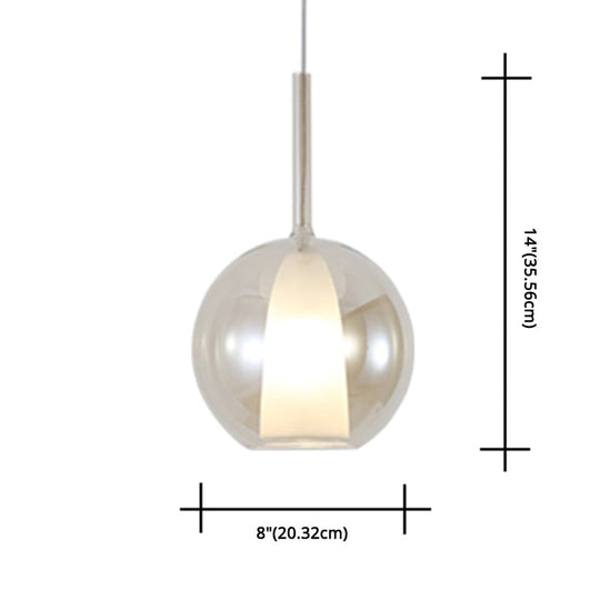 Modern Simplicity: Electroplated Glass Hanging Light In Ball Shape - 1-Light Pendant Lamp For Dining