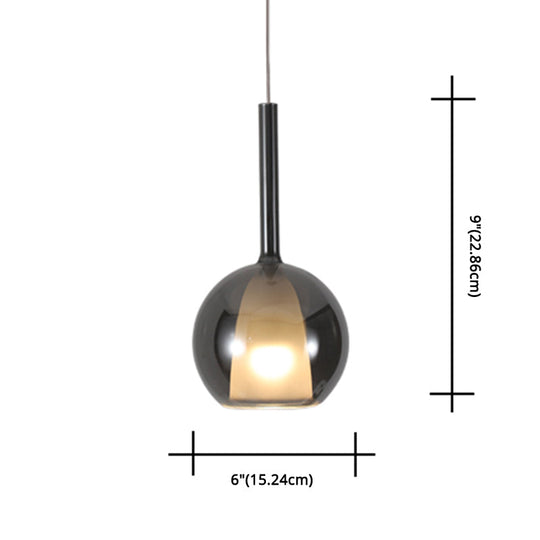Modern Simplicity: Electroplated Glass Hanging Light In Ball Shape - 1-Light Pendant Lamp For Dining