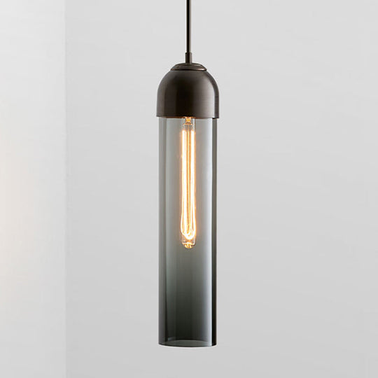 Minimalist Glass Hanging Light - 17.7’ Height Tube-Shaped 1 Bedside Pendant With Adjustable Cord