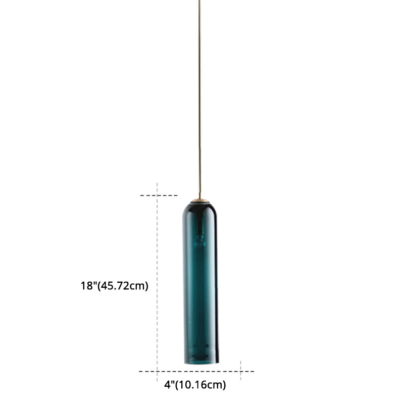 Minimalist Glass Hanging Light - 17.7’ Height Tube-Shaped 1 Bedside Pendant With Adjustable Cord