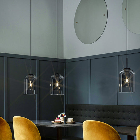 Minimalist Double Glasses Shade Pendant Light - Modern Ceiling For Aisles And Bedrooms