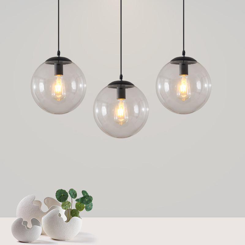 Minimalist Transparent Glass Ball Pendant Light With 39’ Hanging Wire
