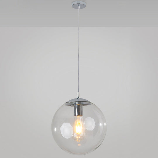 Minimalist 1-Light Pendant Light Bubble Transparent Glass Ball Shade With 39 Hanging Wire Silver /