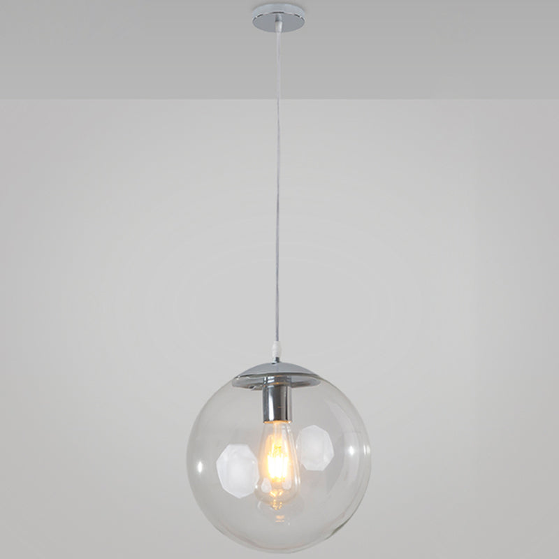 Minimalist Transparent Glass Ball Pendant Light With 39’ Hanging Wire Silver / 12’