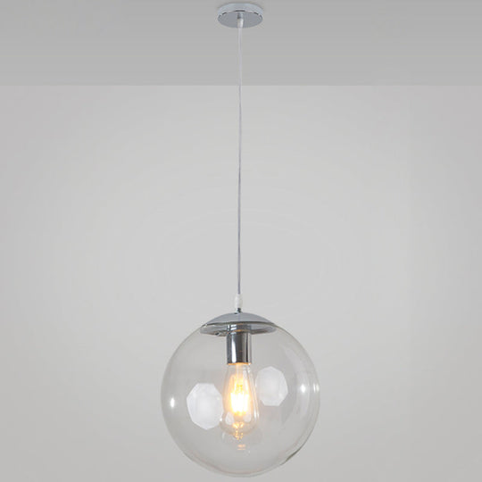 Minimalist Transparent Glass Ball Pendant Light With 39’ Hanging Wire Silver / 12’