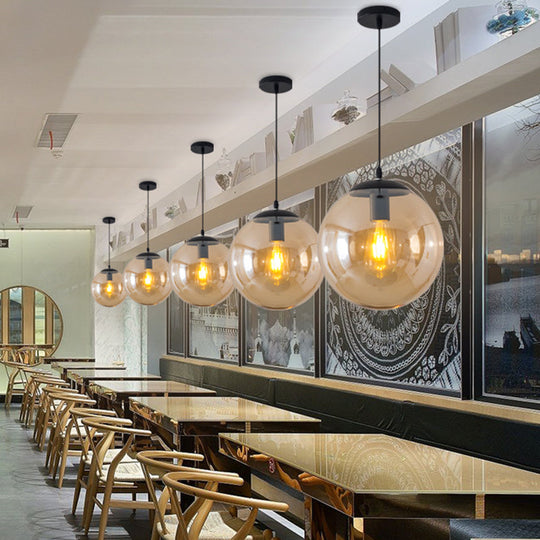 Minimalist Transparent Glass Ball Pendant Light With 39’ Hanging Wire