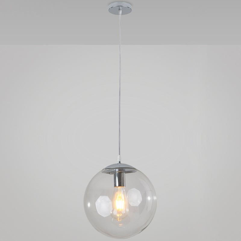 Minimalist 1-Light Pendant Light Bubble Transparent Glass Ball Shade With 39 Hanging Wire Silver /