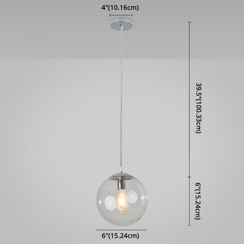 Minimalist 1-Light Pendant Light Bubble Transparent Glass Ball Shade With 39 Hanging Wire