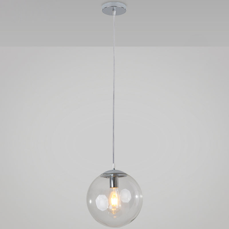 Minimalist Transparent Glass Ball Pendant Light With 39’ Hanging Wire Silver / 6’
