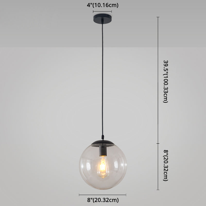 Minimalist Transparent Glass Ball Pendant Light With 39’ Hanging Wire