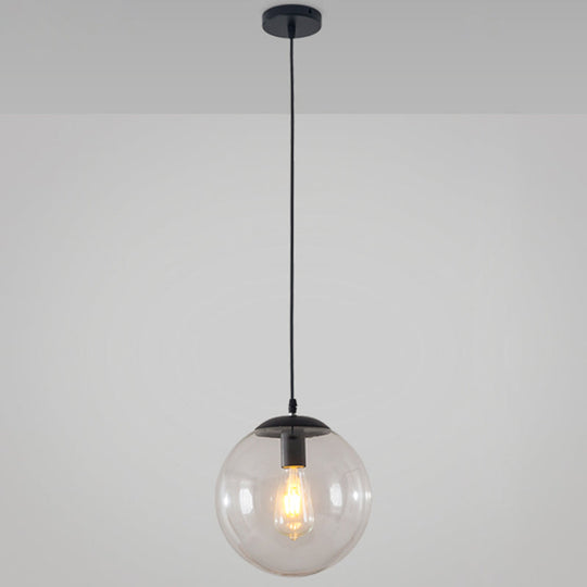 Minimalist 1-Light Pendant Light Bubble Transparent Glass Ball Shade With 39 Hanging Wire Black / 8