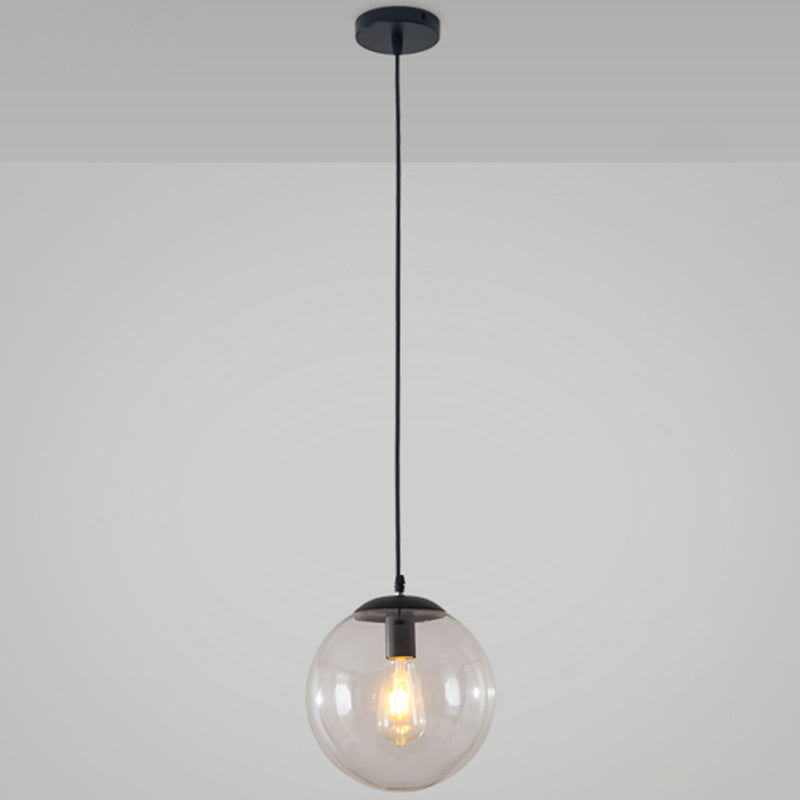 Minimalist 1-Light Pendant Light Bubble Transparent Glass Ball Shade With 39 Hanging Wire Black / 6