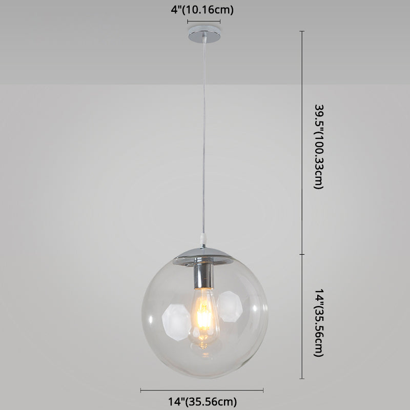 Minimalist 1-Light Pendant Light Bubble Transparent Glass Ball Shade With 39 Hanging Wire
