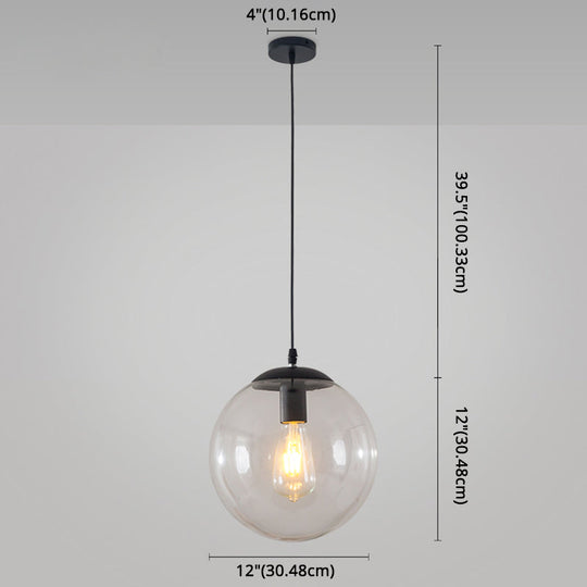 Minimalist 1-Light Pendant Light Bubble Transparent Glass Ball Shade With 39 Hanging Wire