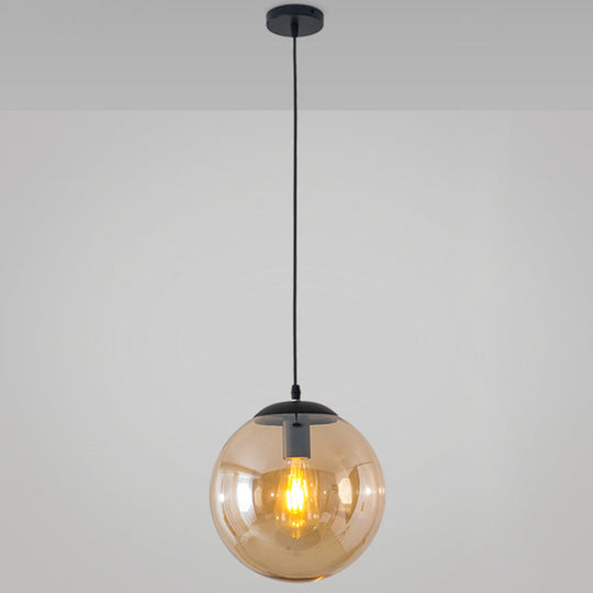 Minimalist Transparent Glass Ball Pendant Light With 39’ Hanging Wire Amber / 10’
