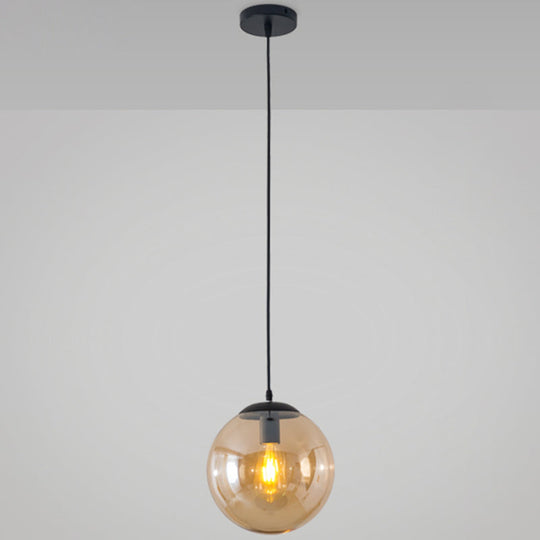 Minimalist 1-Light Pendant Light Bubble Transparent Glass Ball Shade With 39 Hanging Wire Amber / 6