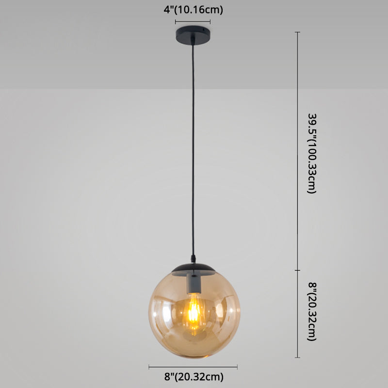 Minimalist 1-Light Pendant Light Bubble Transparent Glass Ball Shade With 39 Hanging Wire