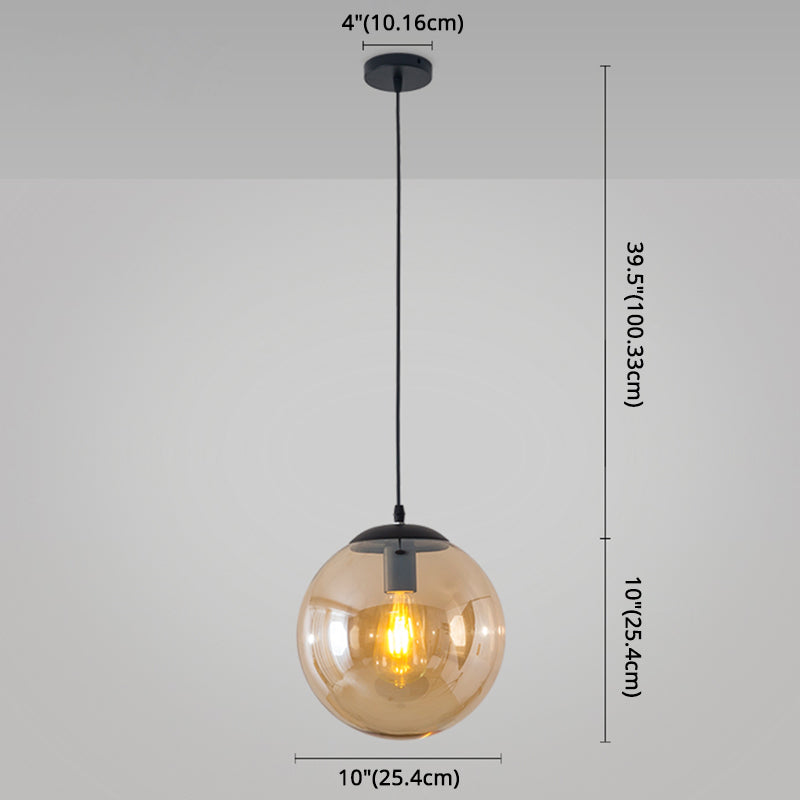 Minimalist 1-Light Pendant Light Bubble Transparent Glass Ball Shade With 39 Hanging Wire