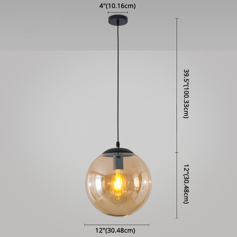 Minimalist Transparent Glass Ball Pendant Light With 39’ Hanging Wire
