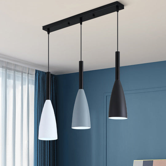 Metal Macaroon Style Goblet Shade Hanging Light - 3 Lights Suspension Lamp For Dining Room Foyer