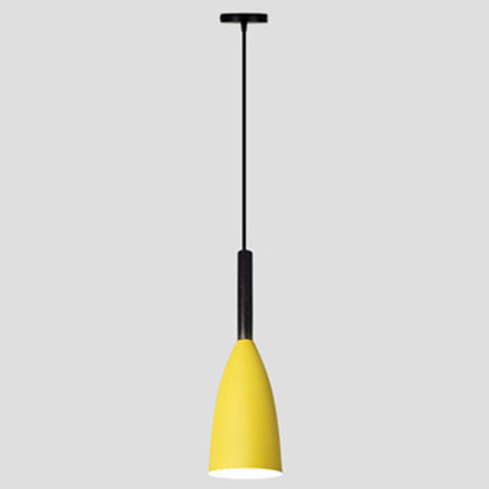 Macaroon Metal Goblet Pendant Lamp For Dining Room - Single Light Downlighting Fixture Yellow
