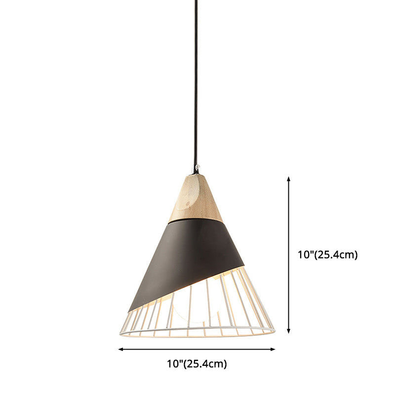 Minimalist Nordic Macaroon Hanging Light With Solid Wood Shade For Bedroom